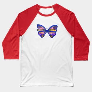 Watercolour Butterfly 1 (blue background) Baseball T-Shirt